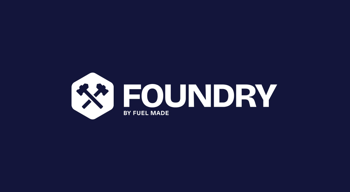 Foundry logo by Fuel Made on a dark blue background